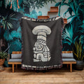 Tribal Shaman Woven Blanket - Psychedelic Totem Throw, Mushroom Spirit Art, Boho Tapestry Blanket, Mystical Home Decor