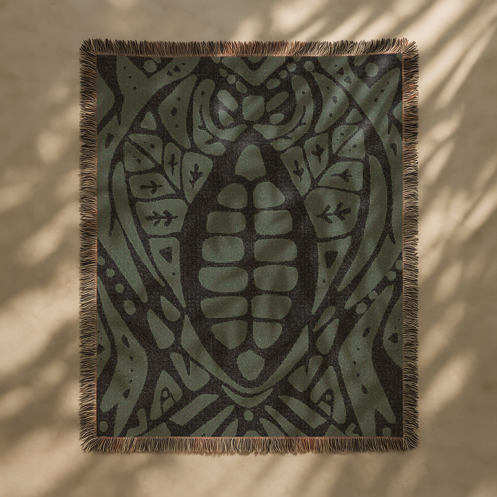 Sacred Cacao Woven Blanket - Sacred Plant Medicine Art - Earth Altar Decor -  Psychedelic Jungle Throw - Boho Healing Tapestry, Sage