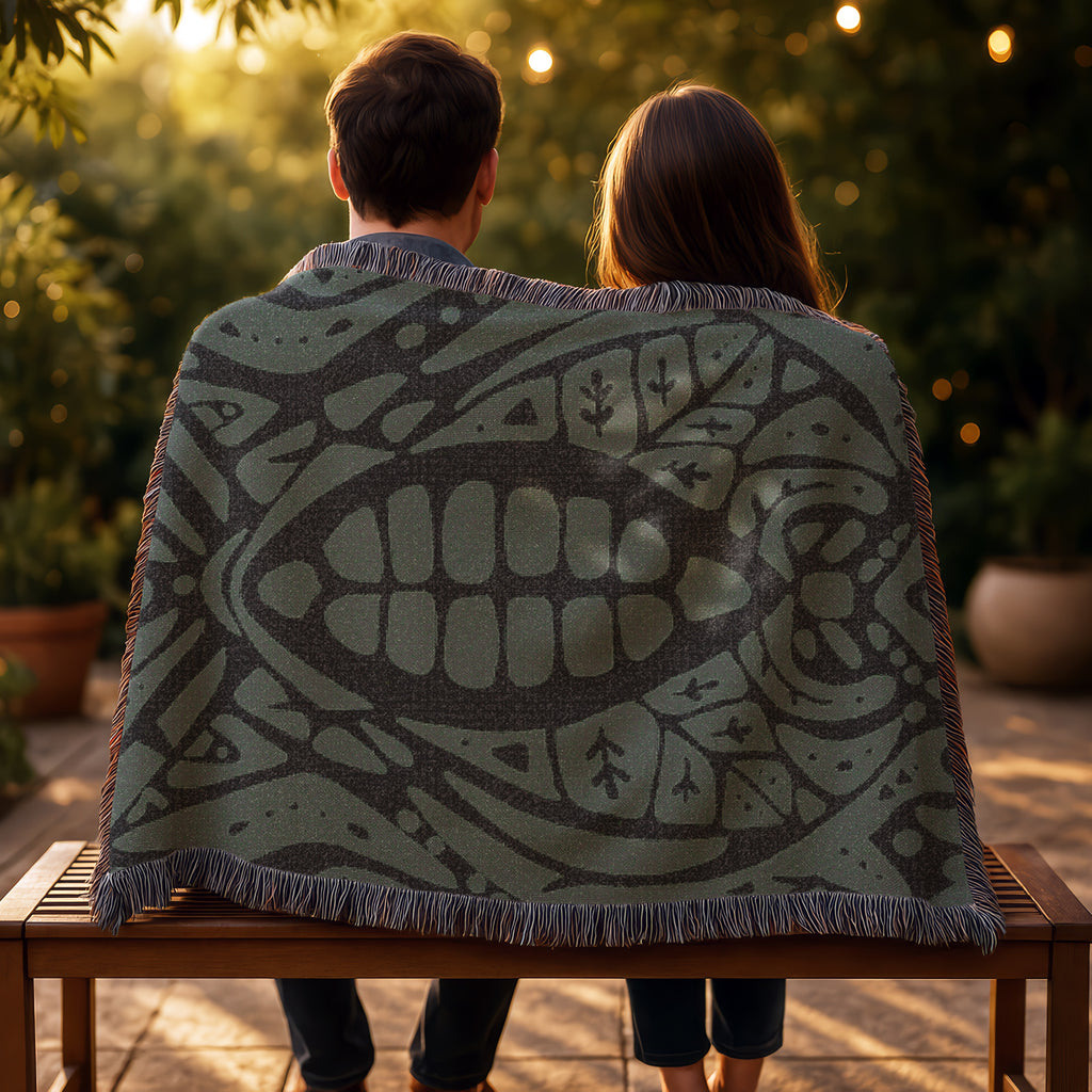 Sacred Cacao Woven Blanket - Sacred Plant Medicine Art - Earth Altar Decor -  Psychedelic Jungle Throw - Boho Healing Tapestry, Sage