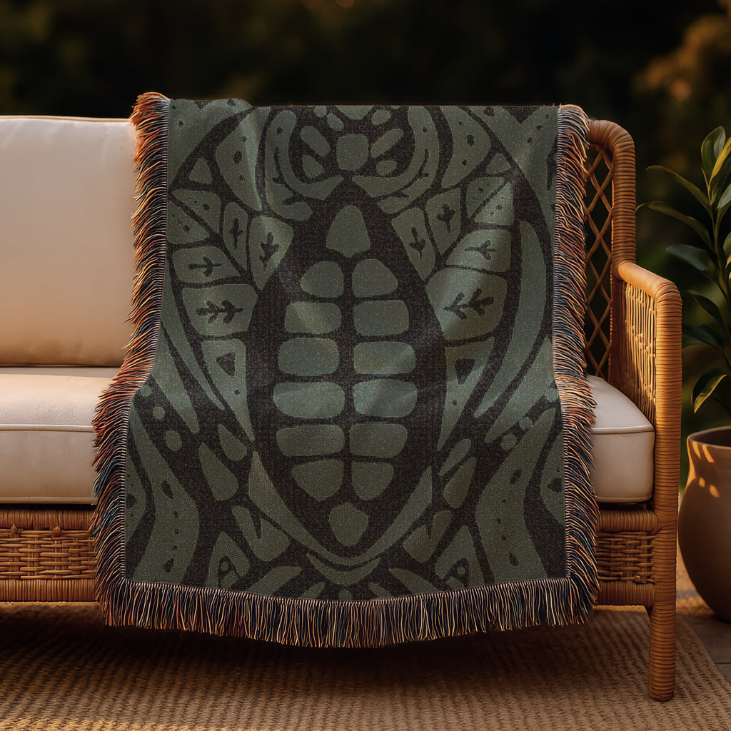 Sacred Cacao Woven Blanket - Sacred Plant Medicine Art - Earth Altar Decor -  Psychedelic Jungle Throw - Boho Healing Tapestry, Sage