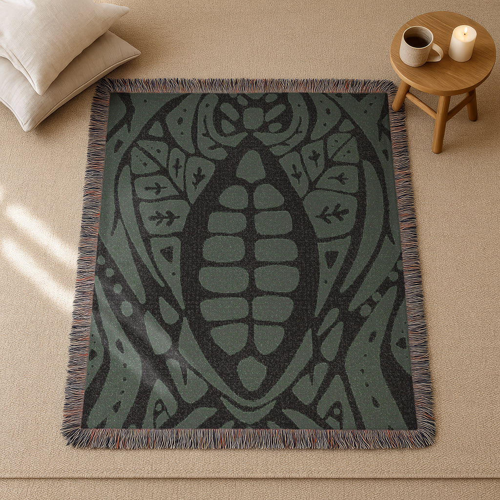 Sacred Cacao Woven Blanket - Sacred Plant Medicine Art - Earth Altar Decor -  Psychedelic Jungle Throw - Boho Healing Tapestry, Sage