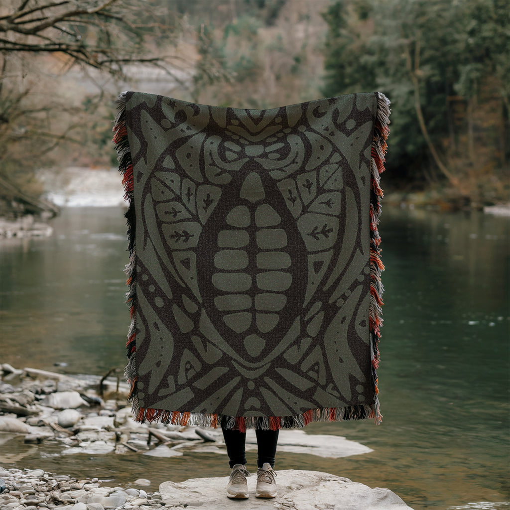 Sacred Cacao Woven Blanket - Sacred Plant Medicine Art - Earth Altar Decor -  Psychedelic Jungle Throw - Boho Healing Tapestry, Sage
