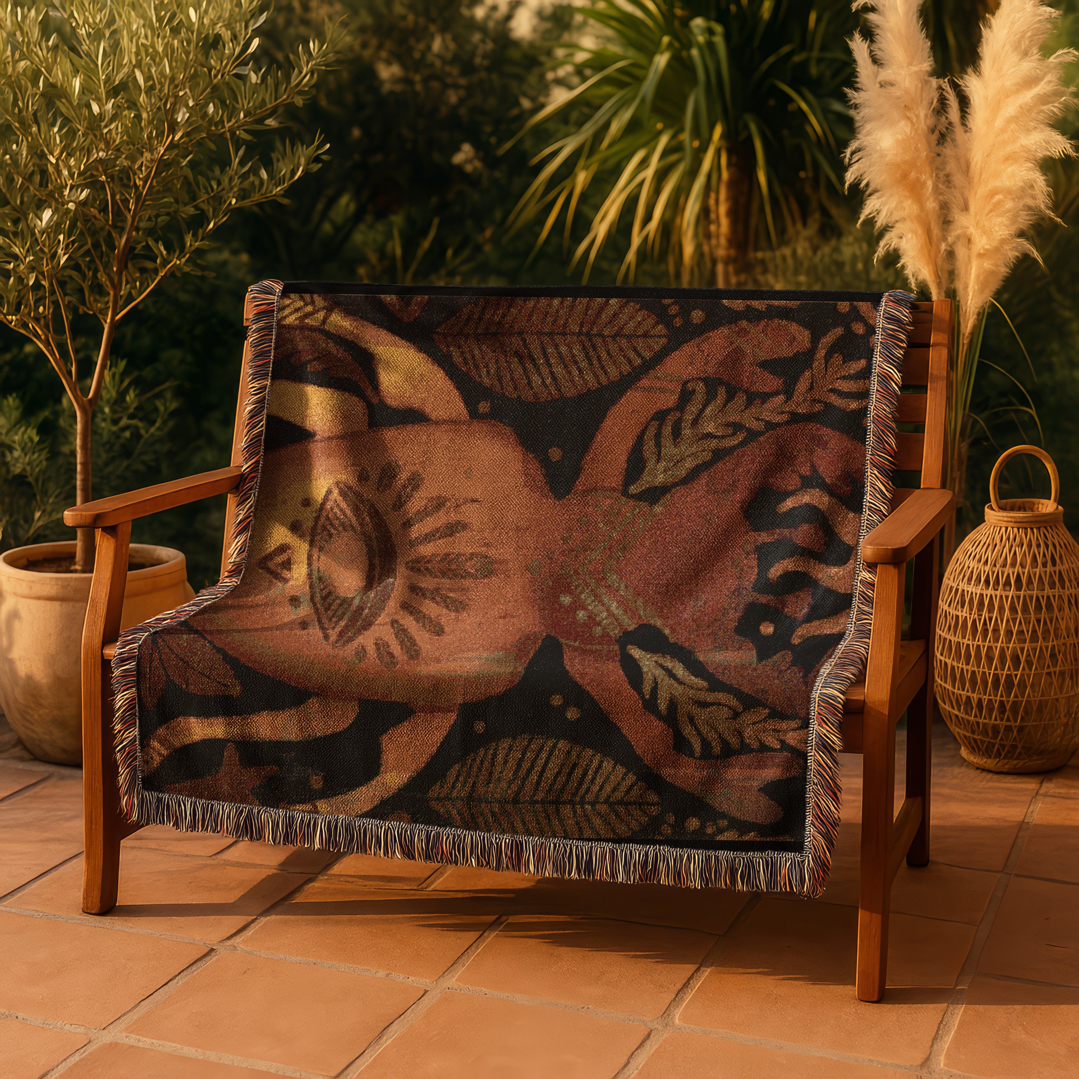 Boho Nature Woven Blanket, Stag Beetle Wall Tapestry, Sacred Insect Art Throw | Keeper of the Eye