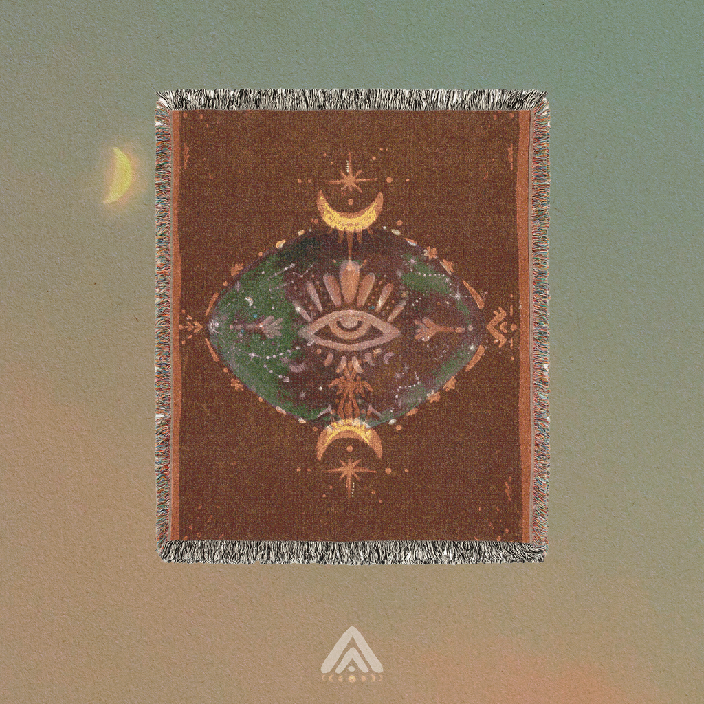 Third Eye Woven Blanket Mystical Eye & Moon Tapestry for Sacred Spaces | Boho Spiritual Decor | Intuitive Textile Altar | Tribe of Anouk