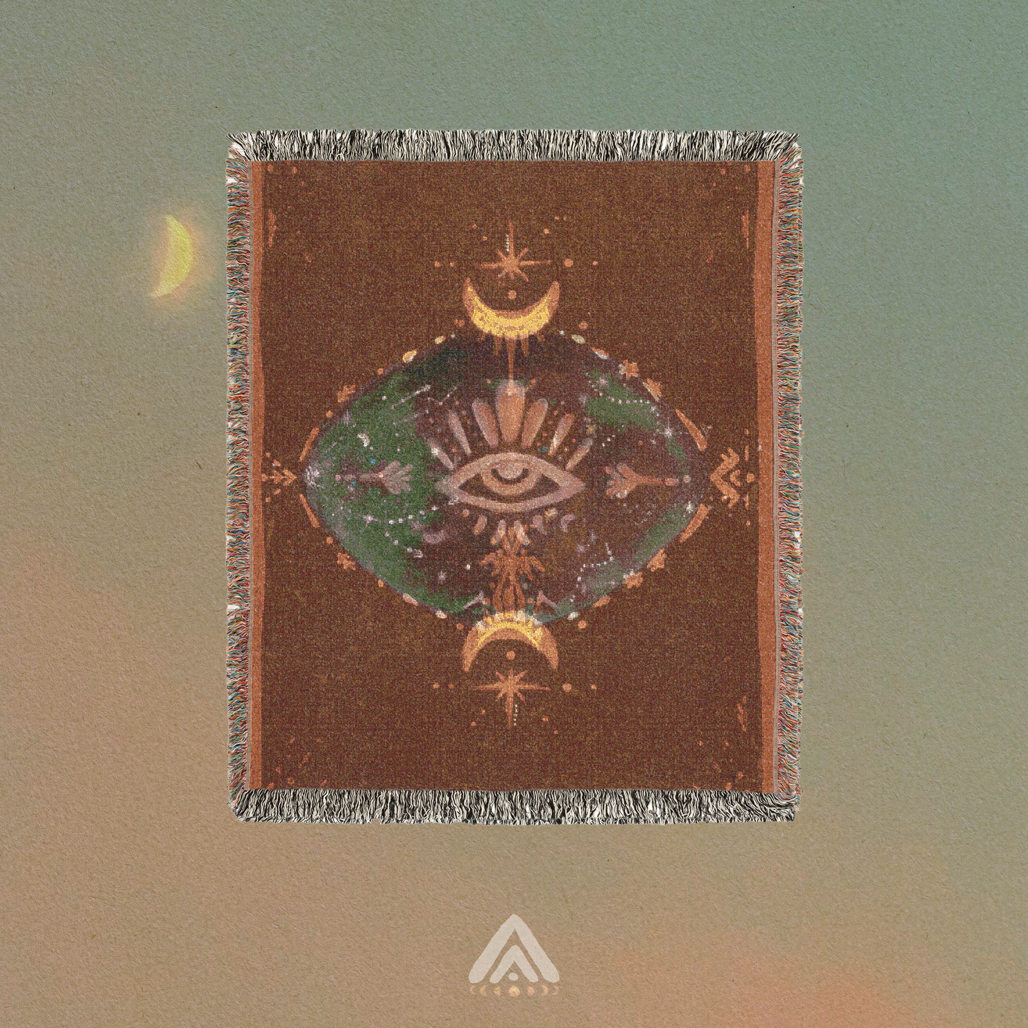 Third Eye Woven Blanket Mystical Eye & Moon Tapestry for Sacred Spaces | Boho Spiritual Decor | Intuitive Textile Altar | Tribe of Anouk