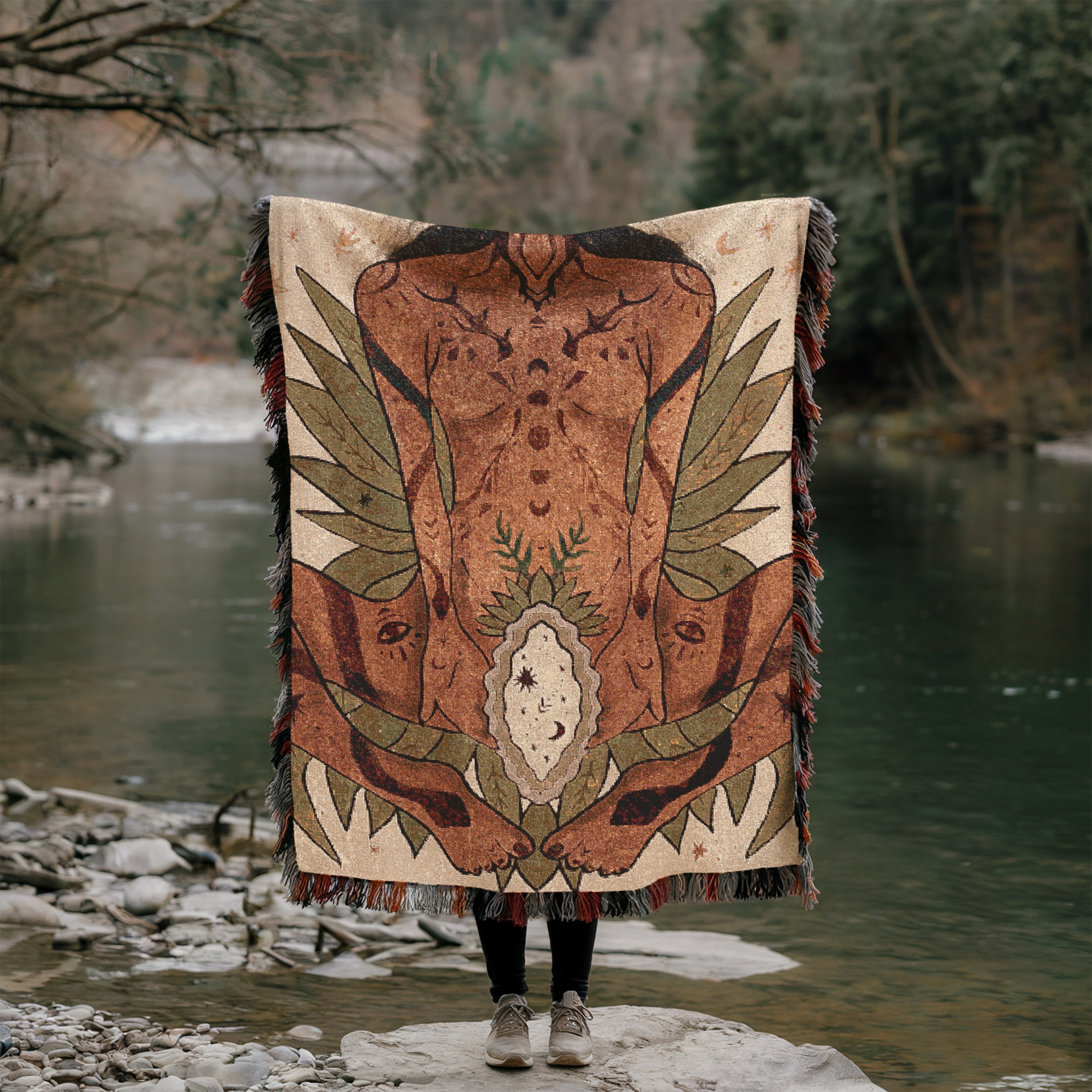 Mystical Woven Blanket - Temple Wall Art for Sacred Spaces, Spiritual Decor, and Dreamy Home Accents