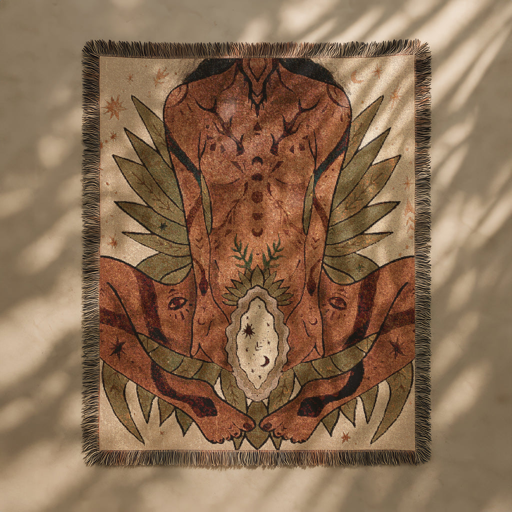 Mystical Woven Blanket - Temple Wall Art for Sacred Spaces, Spiritual Decor, and Dreamy Home Accents