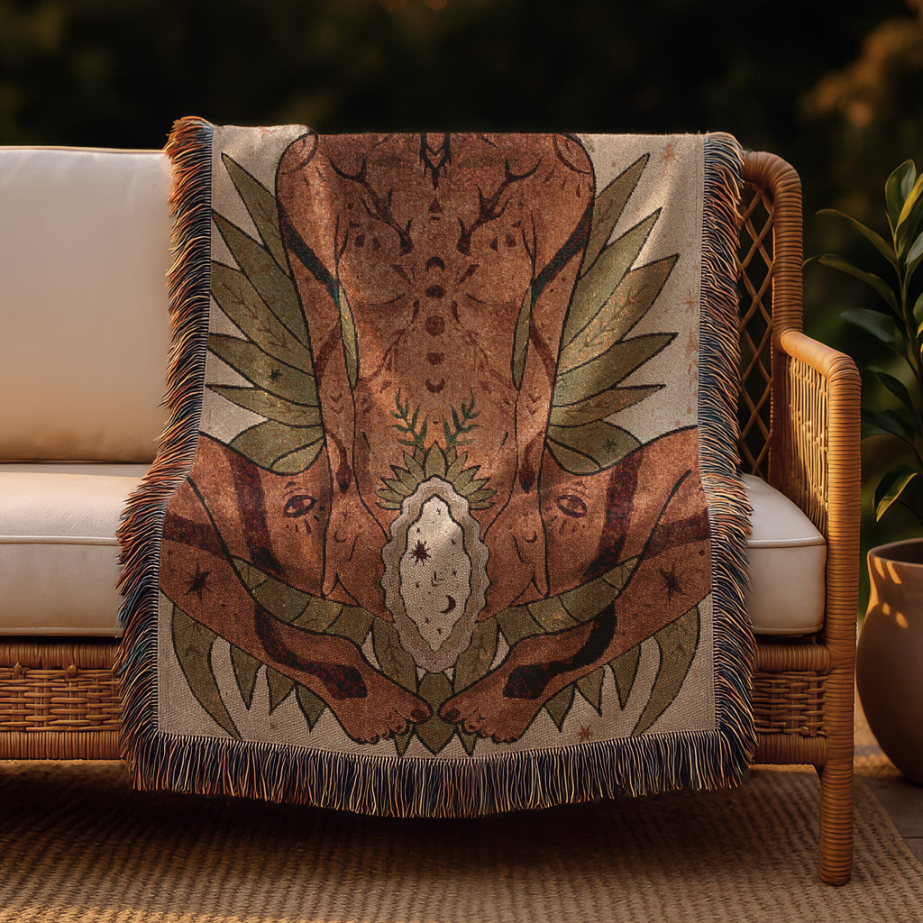 Mystical Woven Blanket - Temple Wall Art for Sacred Spaces, Spiritual Decor, and Dreamy Home Accents