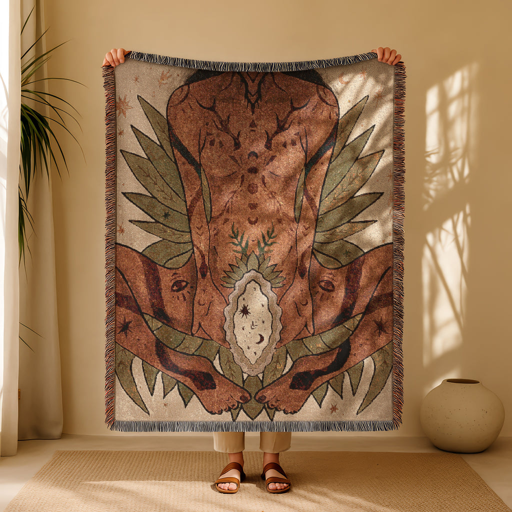 Mystical Woven Blanket - Temple Wall Art for Sacred Spaces, Spiritual Decor, and Dreamy Home Accents