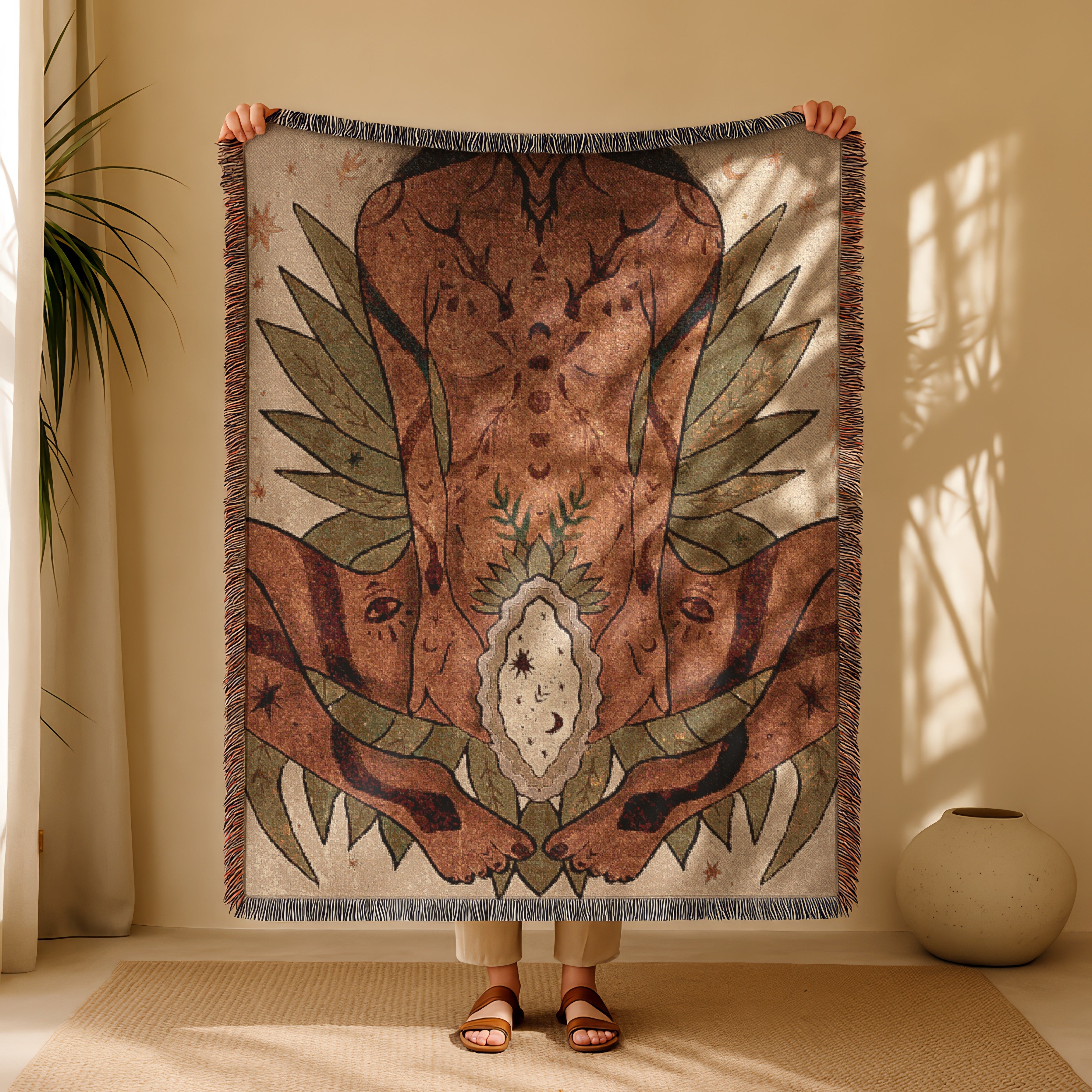 Mystical Woven Blanket - Temple Wall Art for Sacred Spaces, Spiritual Decor, and Dreamy Home Accents