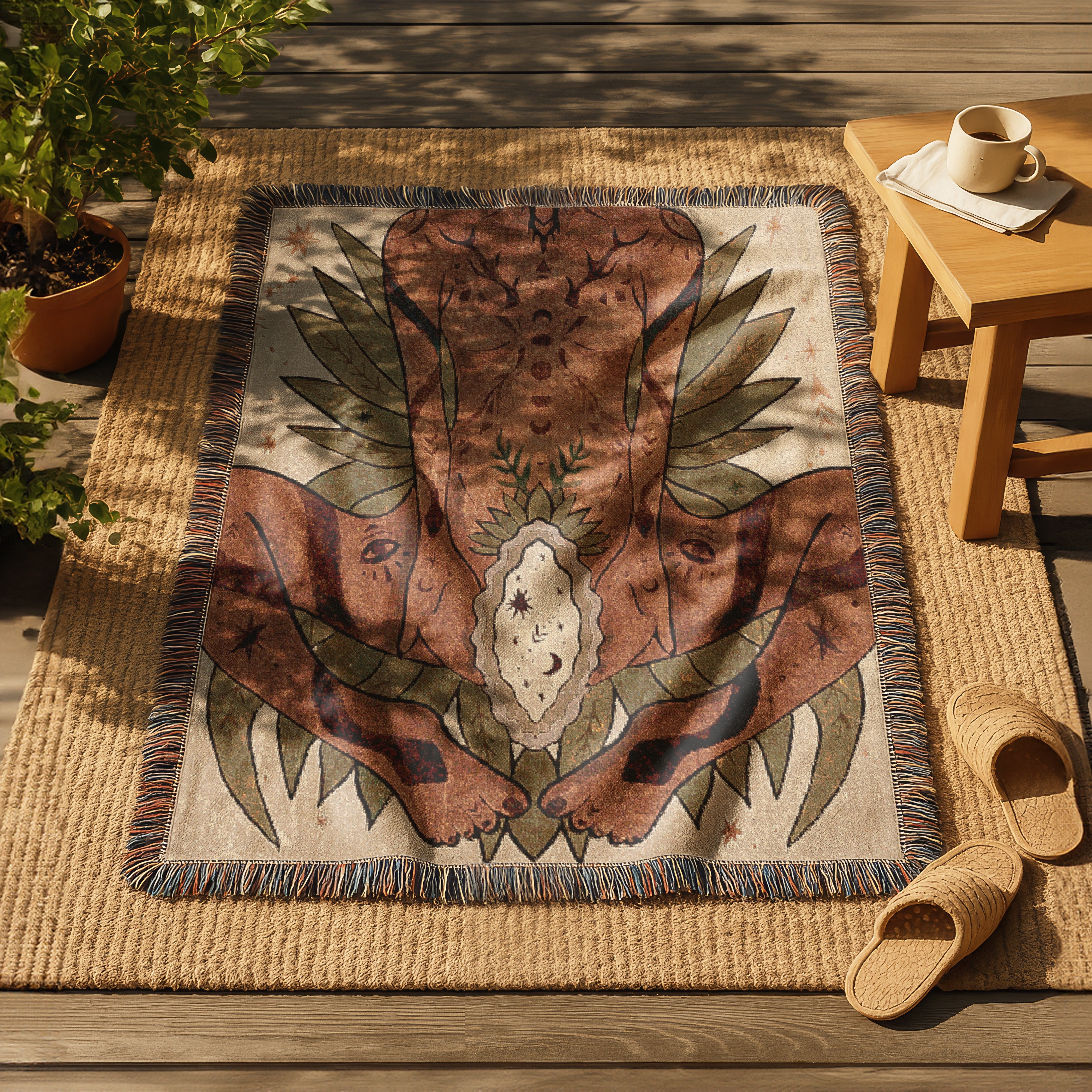 Mystical Woven Blanket - Temple Wall Art for Sacred Spaces, Spiritual Decor, and Dreamy Home Accents