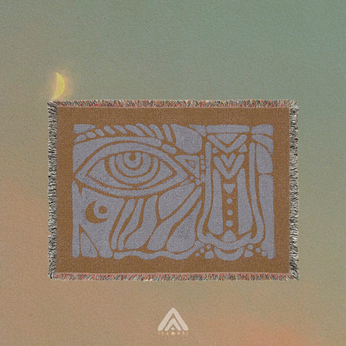 Intuition Eye Woven Blanket - Earthy Tones, Artistic Voice, Sacred Protection, Ritual Decor, Cozy Home Accent