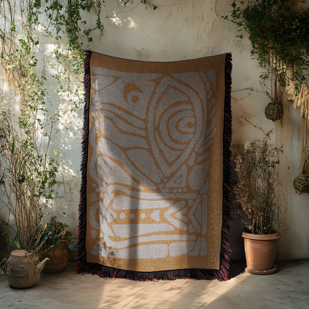 Intuition Eye Woven Blanket - Earthy Tones, Artistic Voice, Sacred Protection, Ritual Decor, Cozy Home Accent