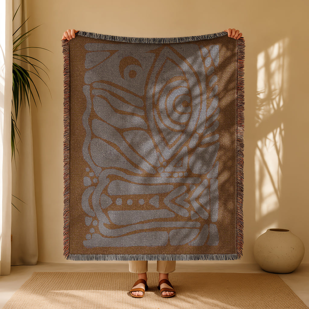 Intuition Eye Woven Blanket - Earthy Tones, Artistic Voice, Sacred Protection, Ritual Decor, Cozy Home Accent