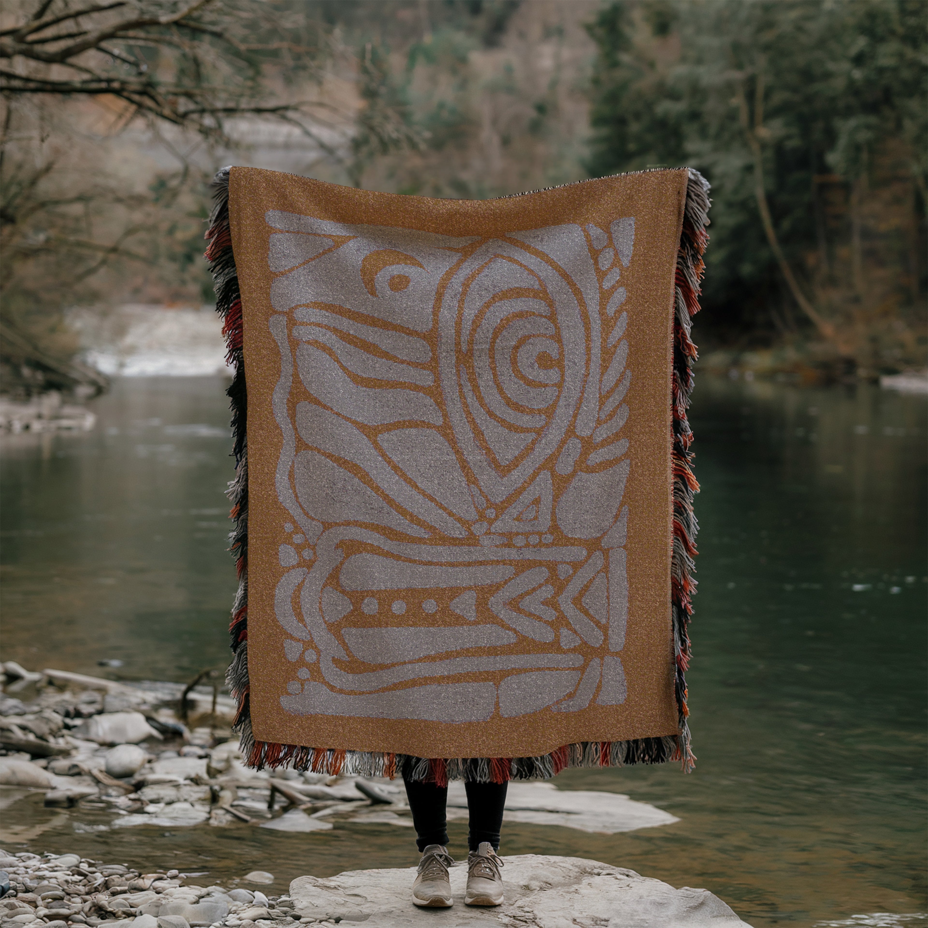 Intuition Eye Woven Blanket - Earthy Tones, Artistic Voice, Sacred Protection, Ritual Decor, Cozy Home Accent