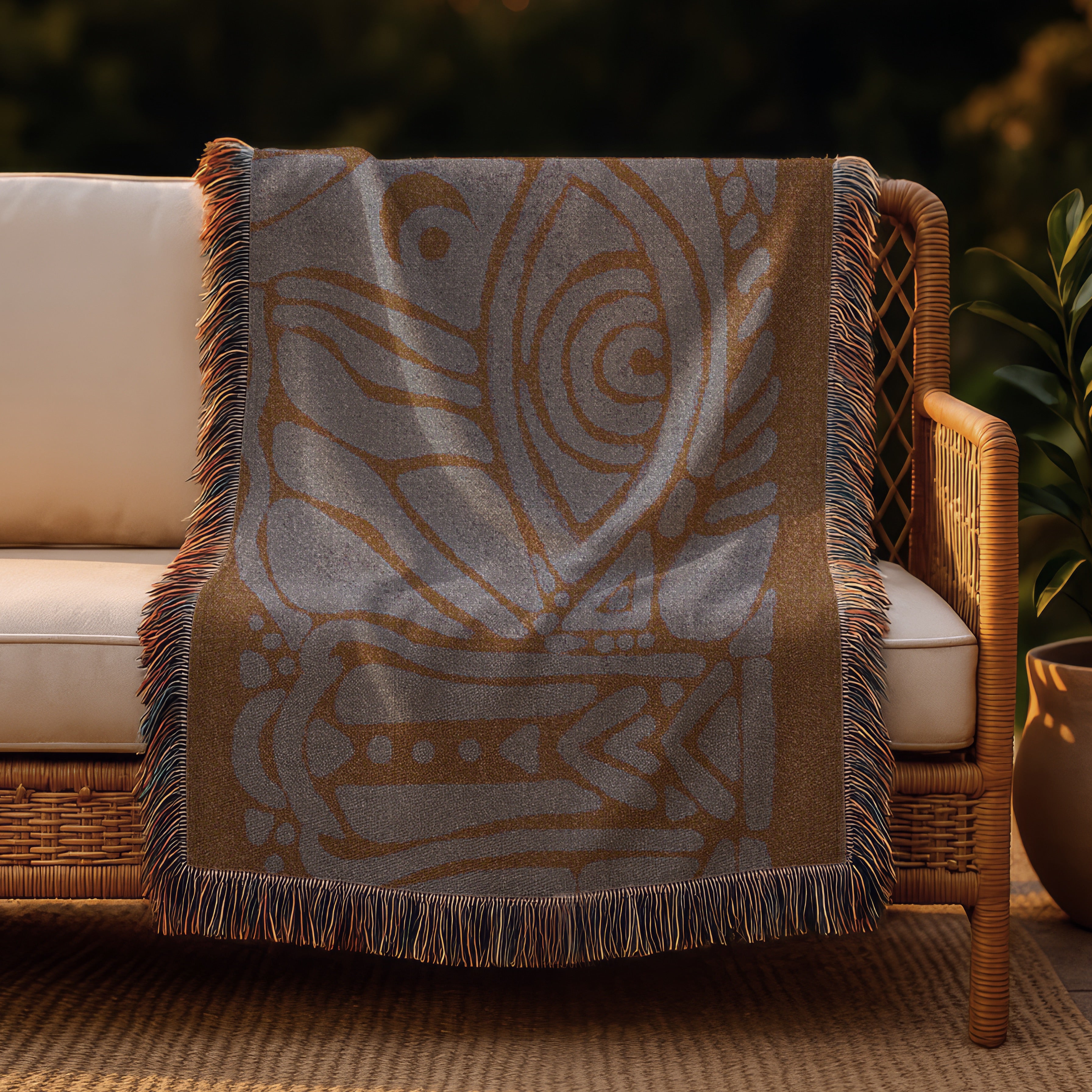Intuition Eye Woven Blanket - Earthy Tones, Artistic Voice, Sacred Protection, Ritual Decor, Cozy Home Accent