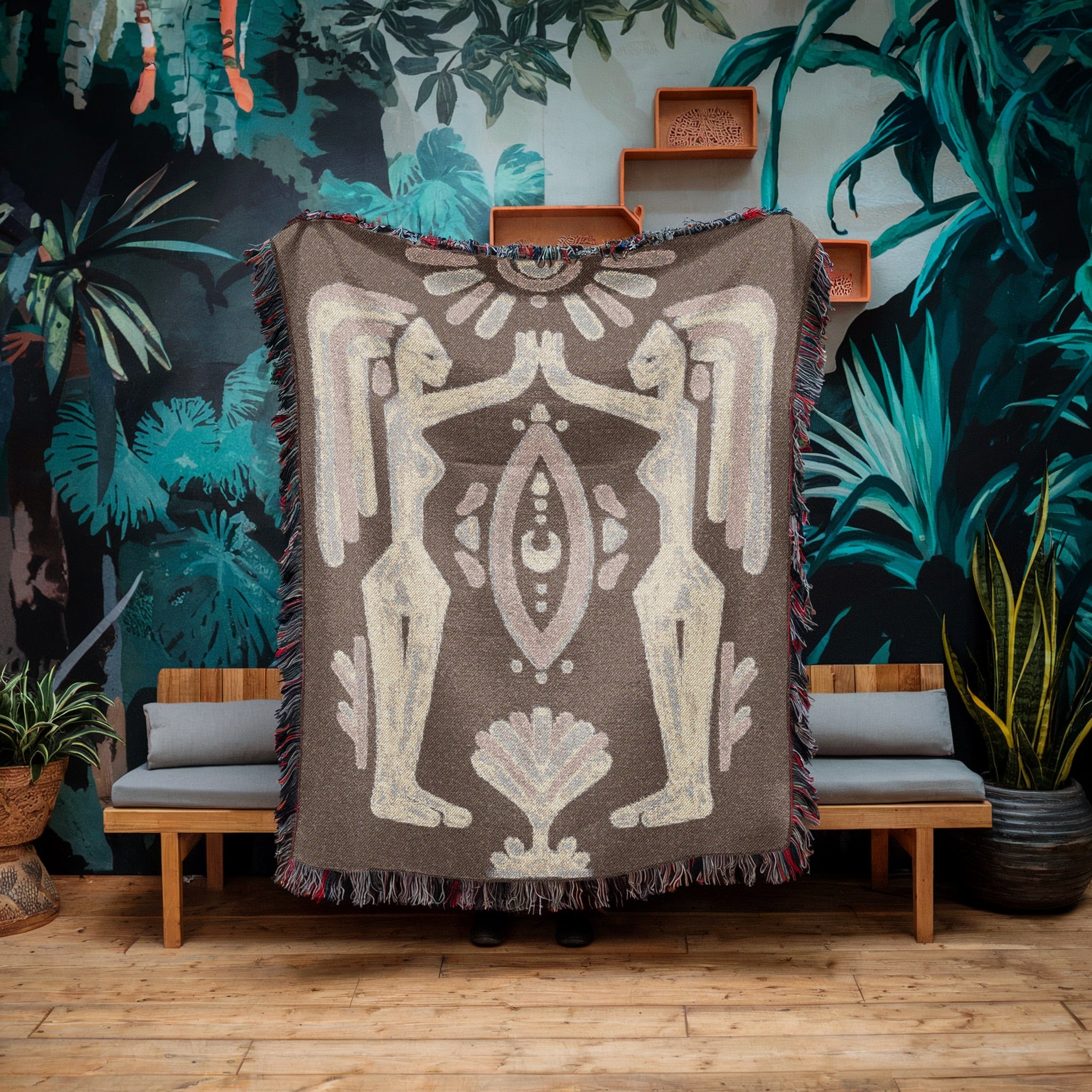 Tribal Unity Woven Blanket - Female Sisterhood, Tribal Art, Ancient Wisdom, Mother Nature