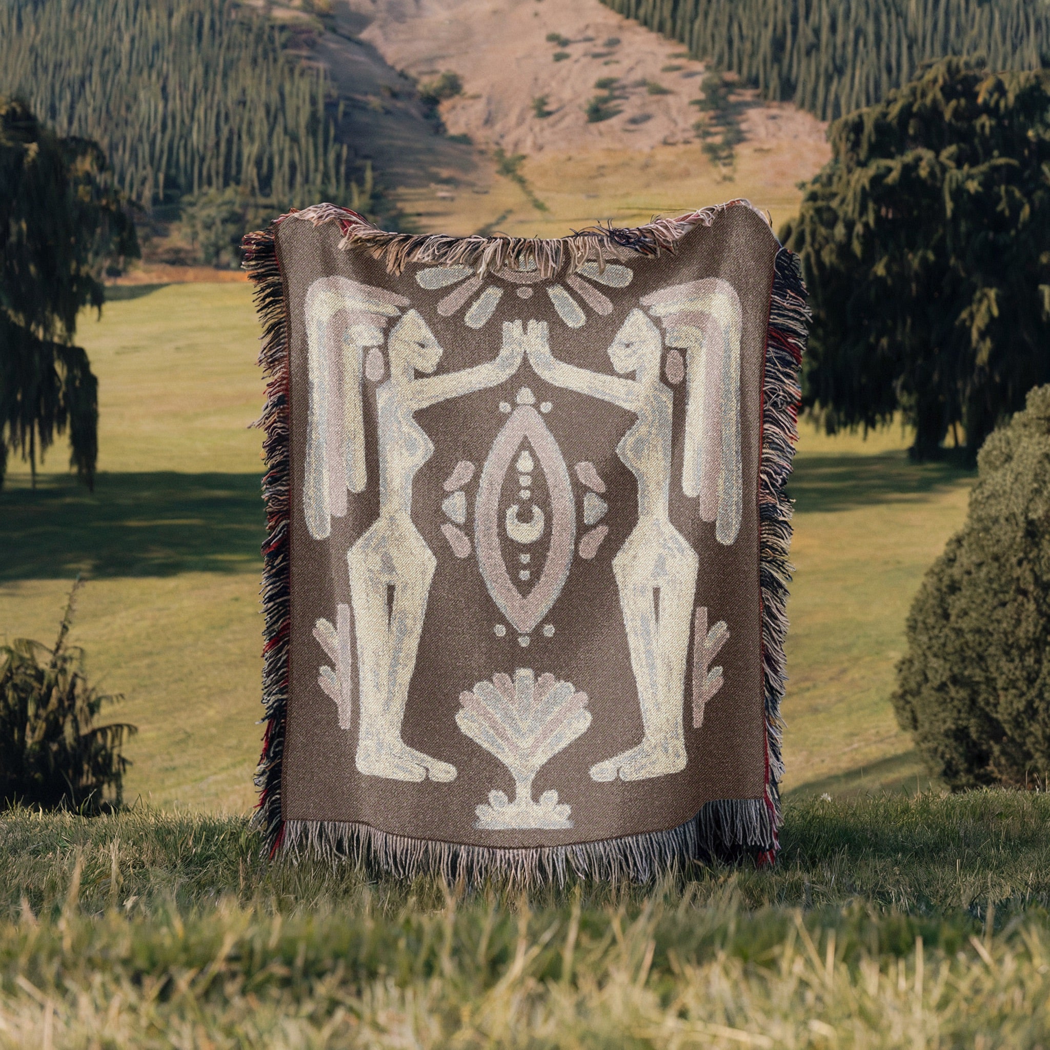 Tribal Unity Woven Blanket - Female Sisterhood, Tribal Art, Ancient Wisdom, Mother Nature