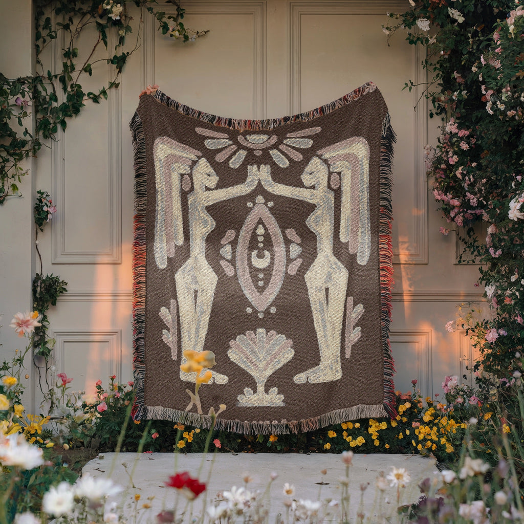 Tribal Unity Woven Blanket - Female Sisterhood, Tribal Art, Ancient Wisdom, Mother Nature