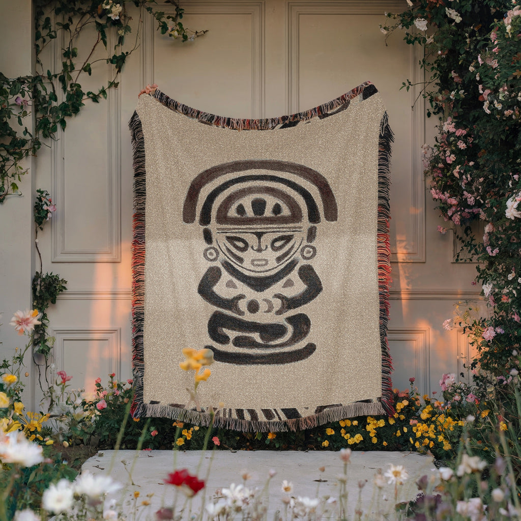 Moon Goddess Woven Blanket - Mama Killa Tapestry Throw, Tribal Sun and Moon Art, Mystical Boho Home Decor, Sacred Textile Art