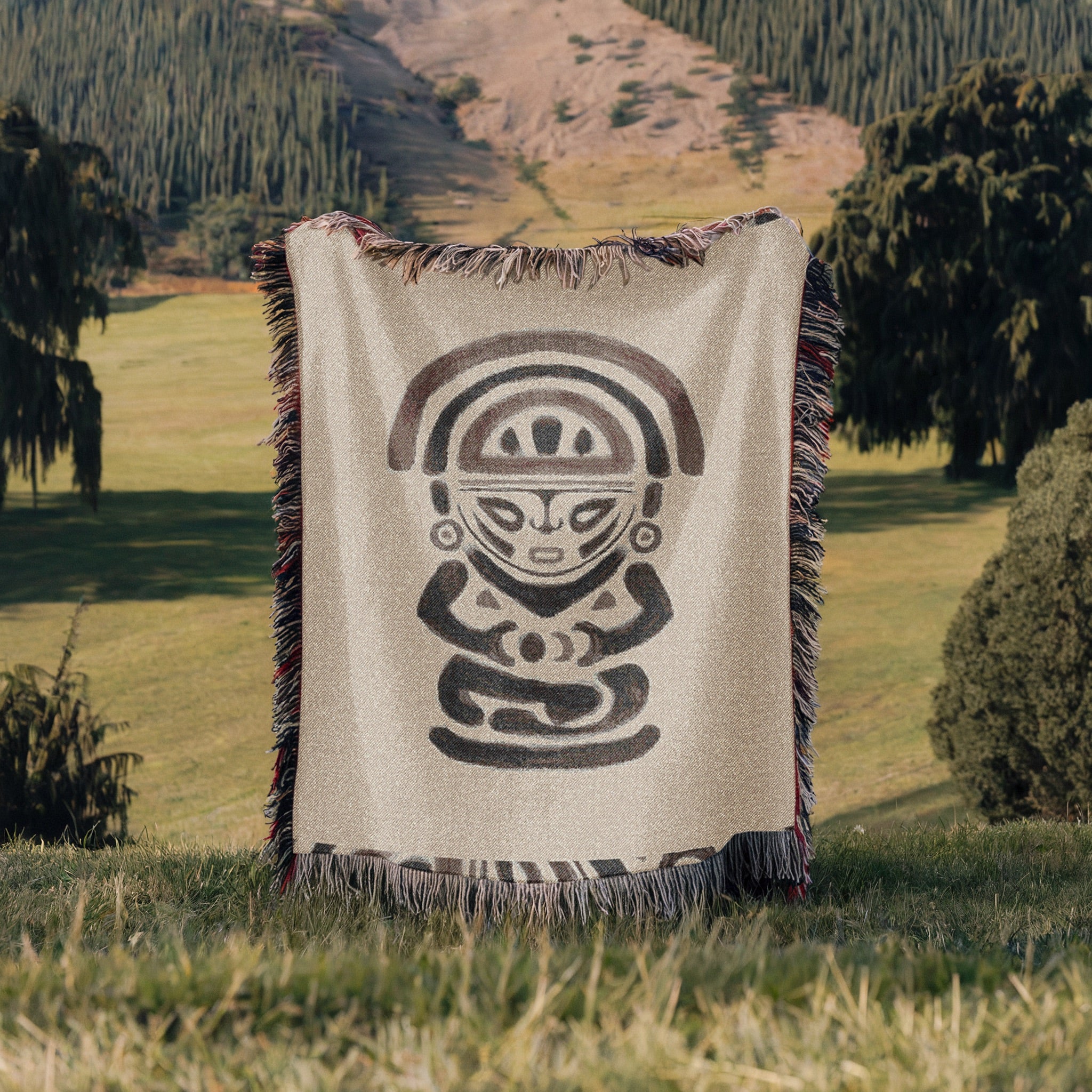 Moon Goddess Woven Blanket - Mama Killa Tapestry Throw, Tribal Sun and Moon Art, Mystical Boho Home Decor, Sacred Textile Art