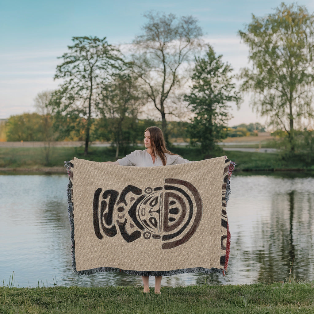 Moon Goddess Woven Blanket - Mama Killa Tapestry Throw, Tribal Sun and Moon Art, Mystical Boho Home Decor, Sacred Textile Art