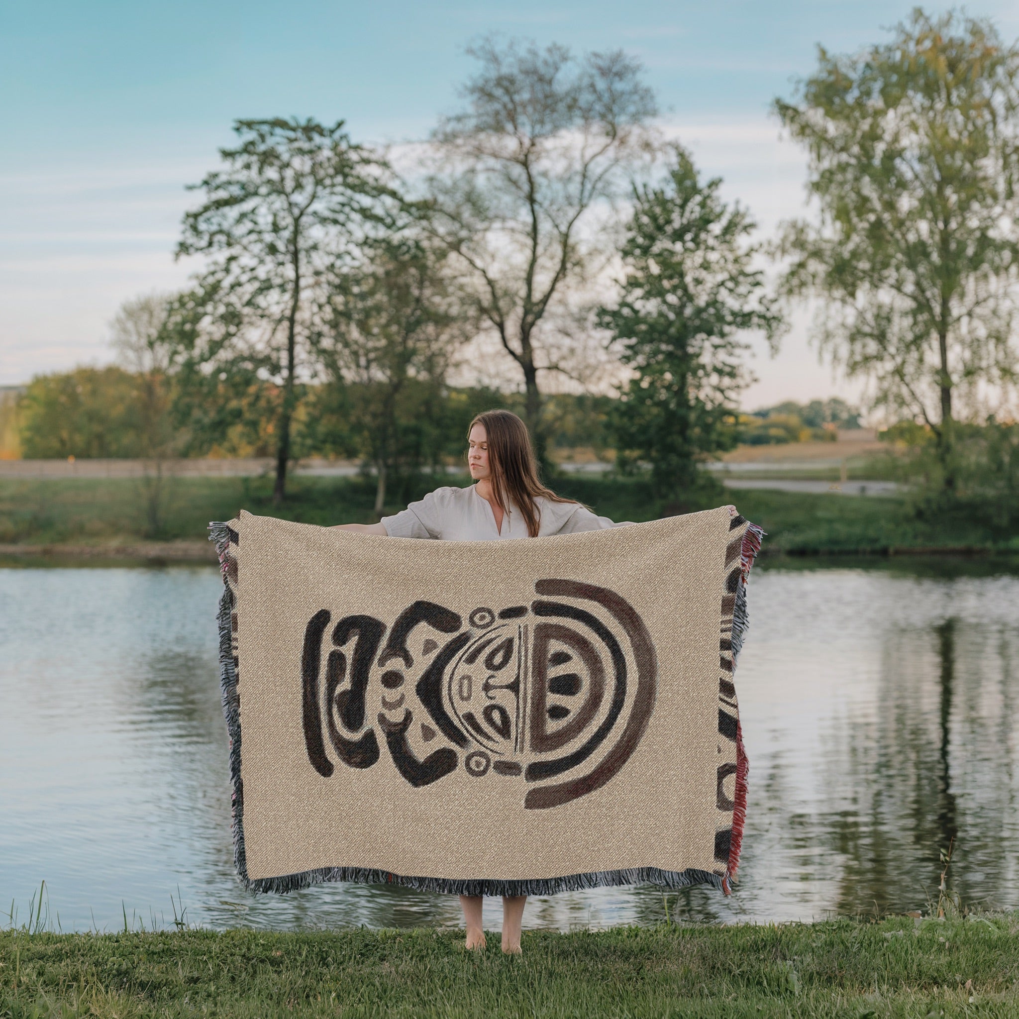 Moon Goddess Woven Blanket - Mama Killa Tapestry Throw, Tribal Sun and Moon Art, Mystical Boho Home Decor, Sacred Textile Art