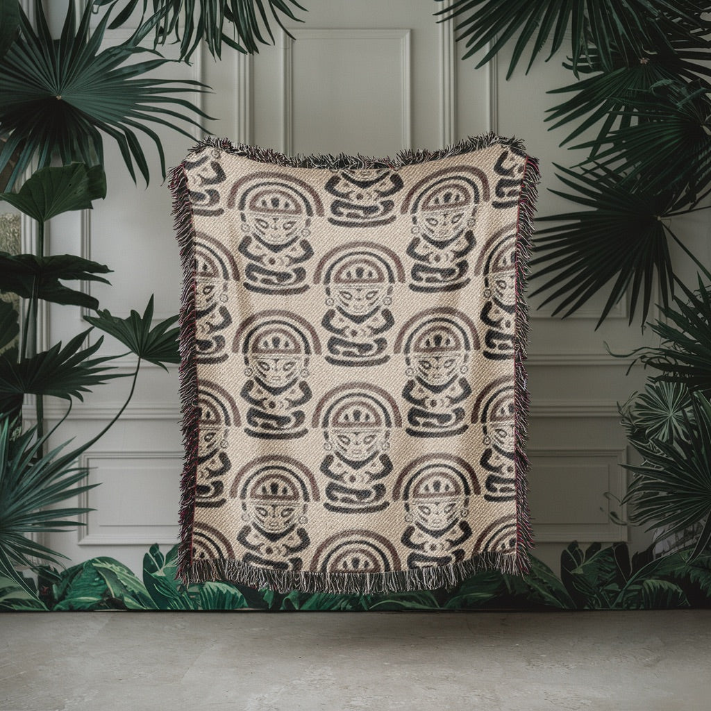 Moon Goddess Woven Blanket - Mama Killa Tapestry Throw, Tribal Sun and Moon Art, Mystical Boho Home Decor, Sacred Textile Art