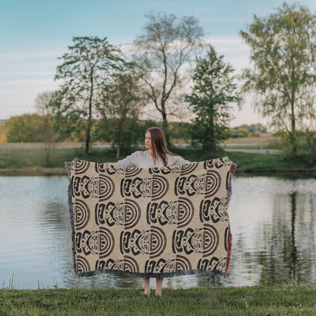 Moon Goddess Woven Blanket - Mama Killa Tapestry Throw, Tribal Sun and Moon Art, Mystical Boho Home Decor, Sacred Textile Art