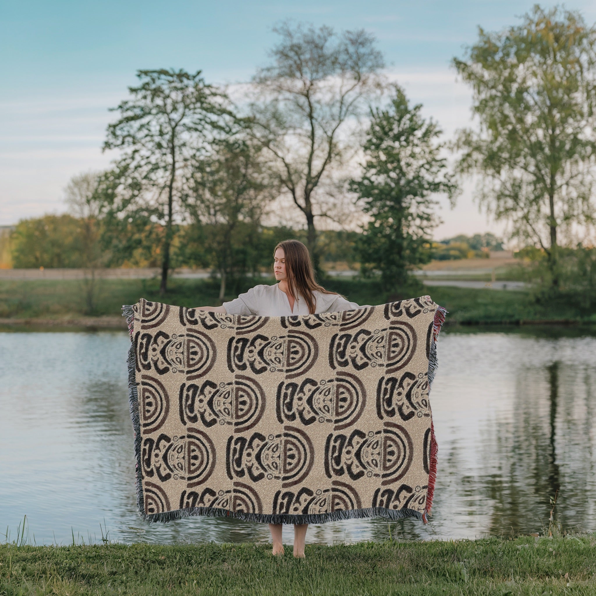 Moon Goddess Woven Blanket - Mama Killa Tapestry Throw, Tribal Sun and Moon Art, Mystical Boho Home Decor, Sacred Textile Art