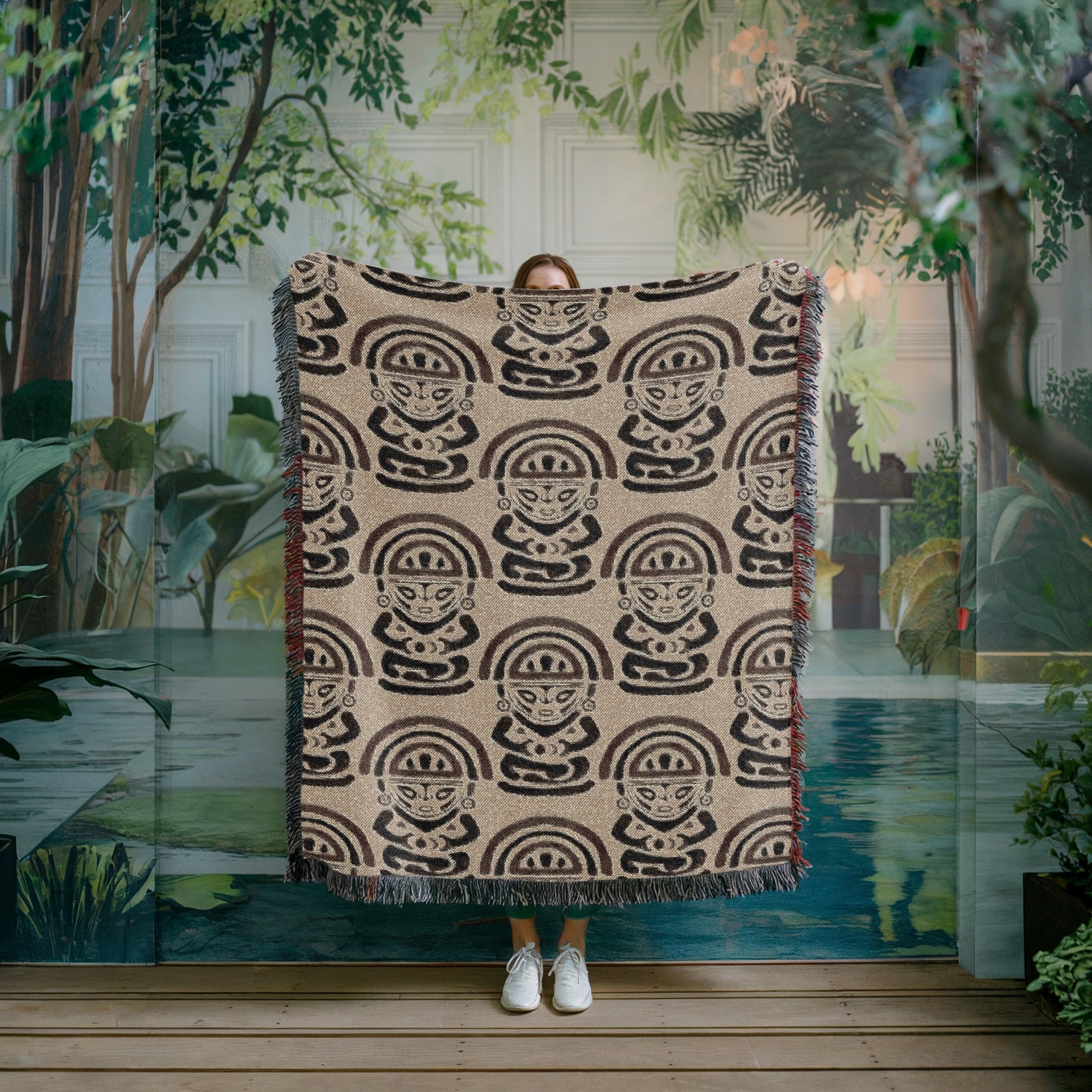 Moon Goddess Woven Blanket - Mama Killa Tapestry Throw, Tribal Sun and Moon Art, Mystical Boho Home Decor, Sacred Textile Art
