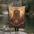 Goddess of the Wild Womb Blanket - Earthy Gaia Woman Art Tapestry - Nature Womb Symbol Blanket - Mystical Birth Spirit Gift