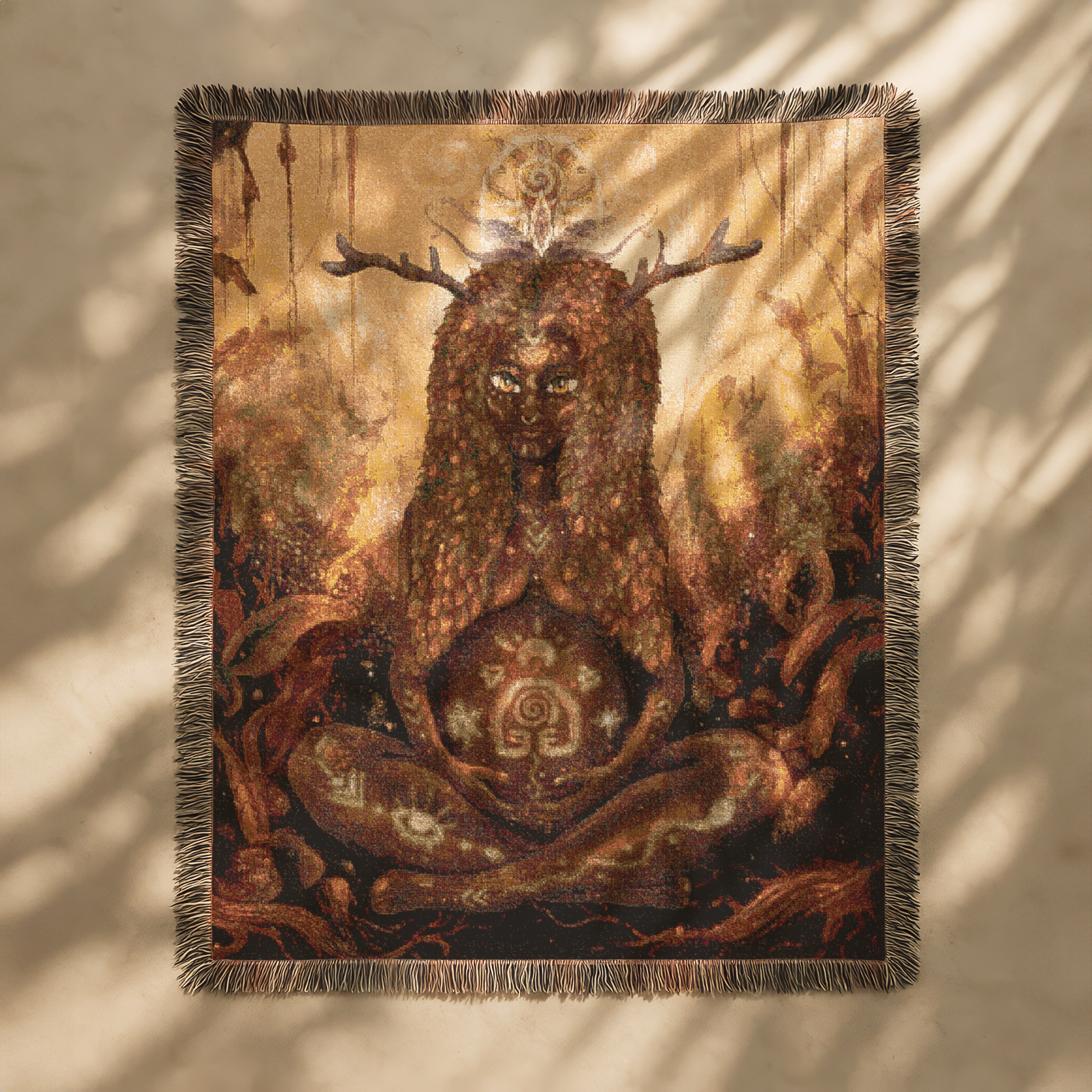 Goddess of the Wild Womb Blanket - Earthy Gaia Woman Art Tapestry - Nature Womb Symbol Blanket - Mystical Birth Spirit Gift