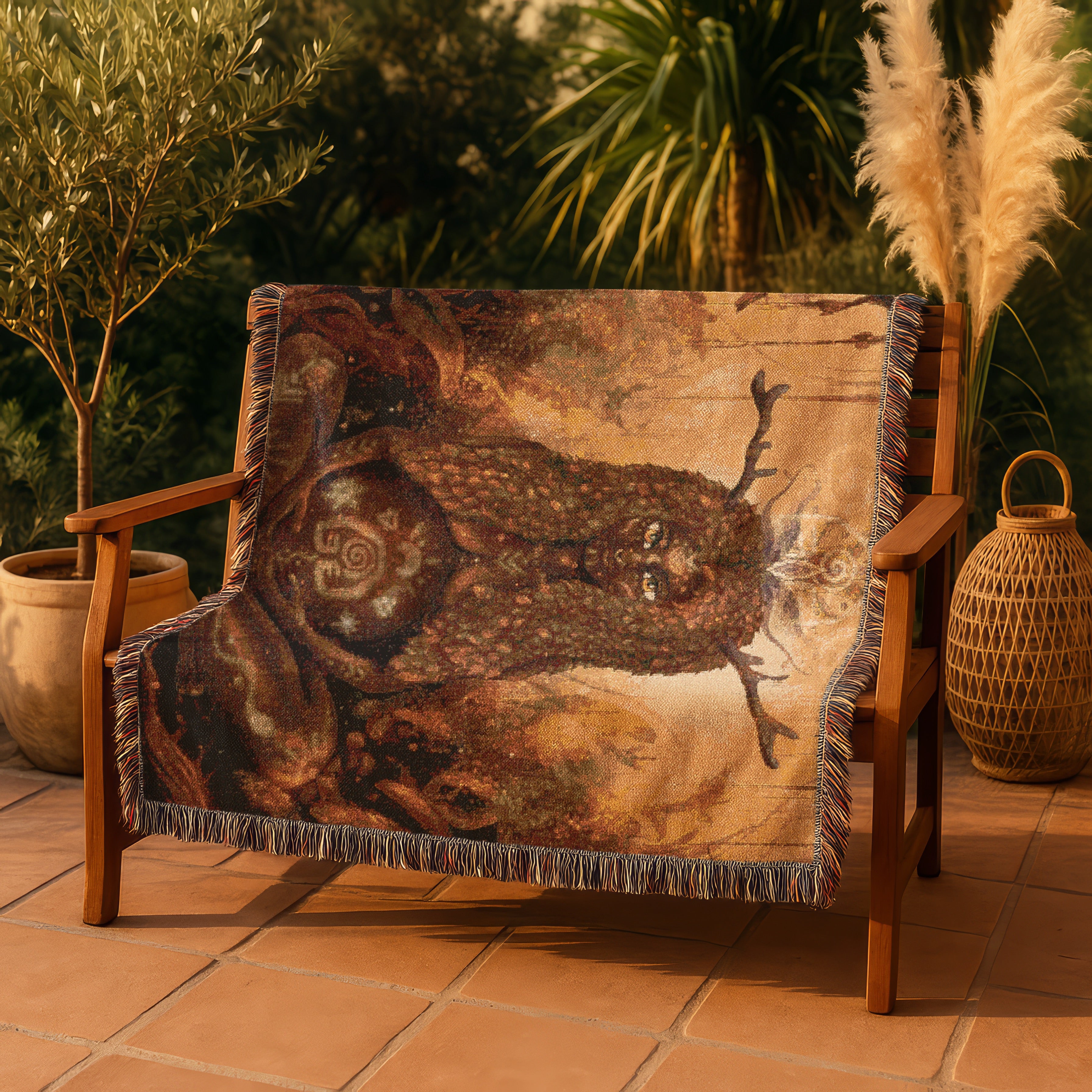 Goddess of the Wild Womb Blanket - Earthy Gaia Woman Art Tapestry - Nature Womb Symbol Blanket - Mystical Birth Spirit Gift